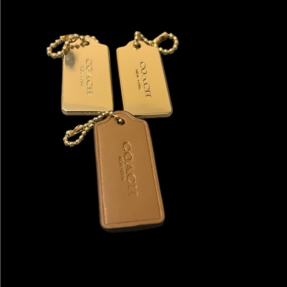 Coach Accessories - Coach Bag Tags Metal Gold tone and Leather tag x3